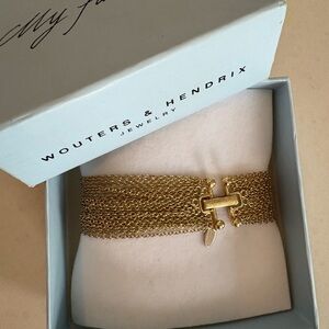 Wouters & Hendrix Multi Strand 18K Gold Plated Bracelet with Bar Clasp